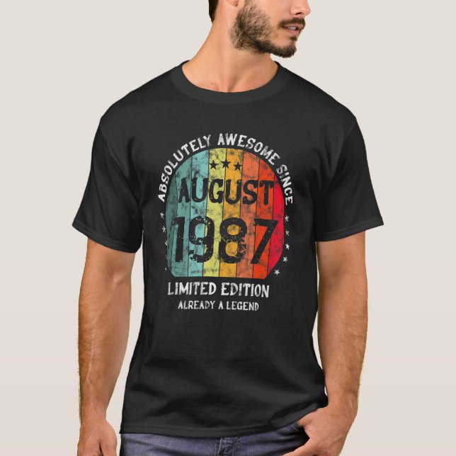 T-shirt Absolument Génial Depuis Août 1987 Homme Femme Bir (Devant)