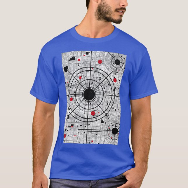 T-shirt Abstract city plan geometric composition in Bauhau (Devant)