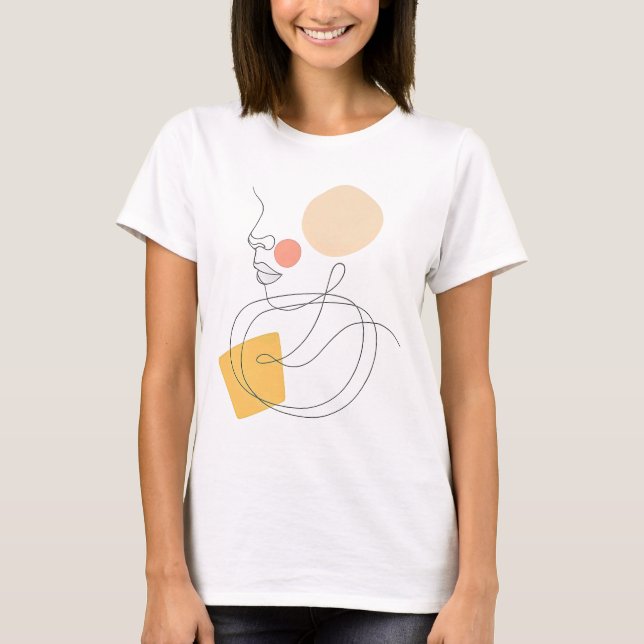 T-shirt Abstract Line Art Face Tee – Minimalist Modern Exp (Devant)