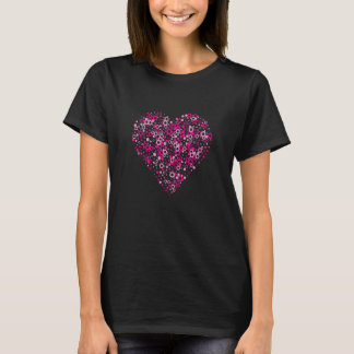 T-shirt Abstract pink heart made from spots circles and ri
