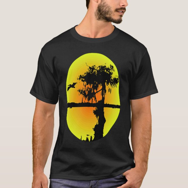 T-shirt Abstract Silhouette Pelican Cypress Swamp (Devant)