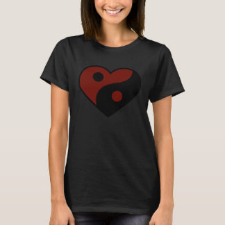 T-SHIRT ABSTRACT YIN YANG BLACK AND DARK RED PEACE SYMBOL