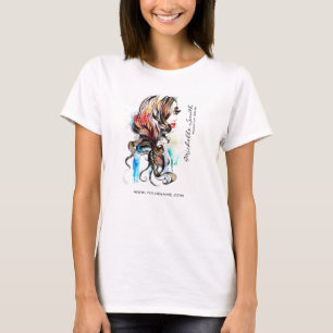 T-shirt Abstrait Aquarelle encre coloré femme maquillage