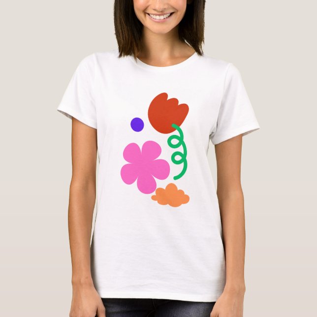 T-shirt Abstrait Floral Art - De l'esthétique vibr (Devant)