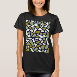 T-shirt Abstrait Géométrique Noir Camouflage Vert