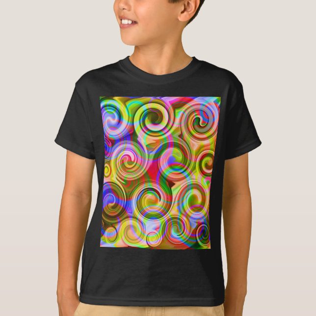 T-shirt abstrait géométrique Scroll Pastel (Devant)