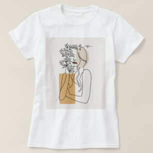 T-Shirt Abstrait Minimaliste Ligne d'Art Femme Flo