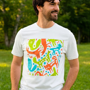 T-shirt Abstrait Motif de chat Whimsical moderne animal de
