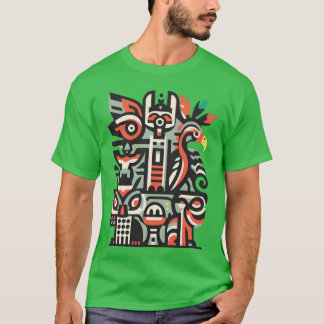 T-shirt abstrait oiseau tiki style ami