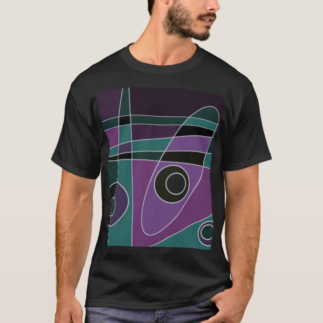 T-shirt Abstrait Surf Turquoise Purple (Devant)