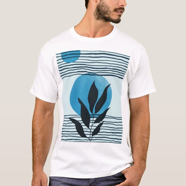 T-shirt Abstraite feuille tropicale contemporaine du milie (Devant)