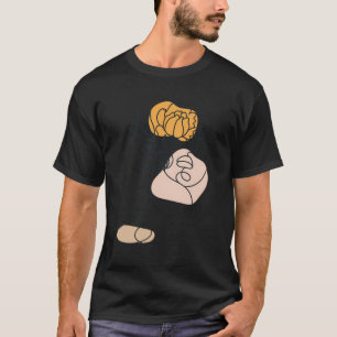 T-shirt Abstraite Minimaliste Femme Face Line Art Floral F