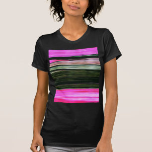 T-shirt Abstraites Bandes Horizontales Rose Et Vert 705