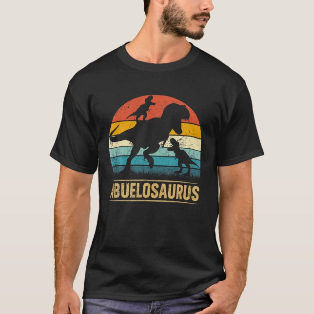 T-shirt Abuelo Dinosaur T Rex Abuelosaurus 2 Enfants Père (Devant)