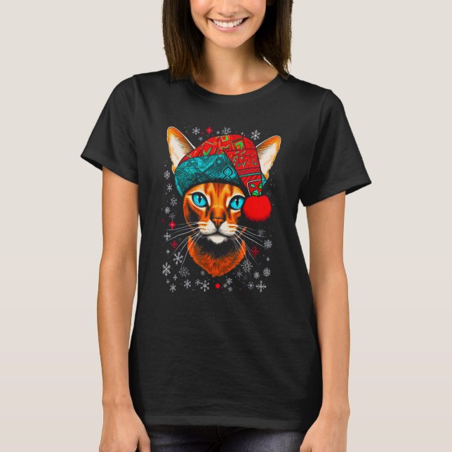 T-shirt Abyssinian Cat Christmas (Devant)