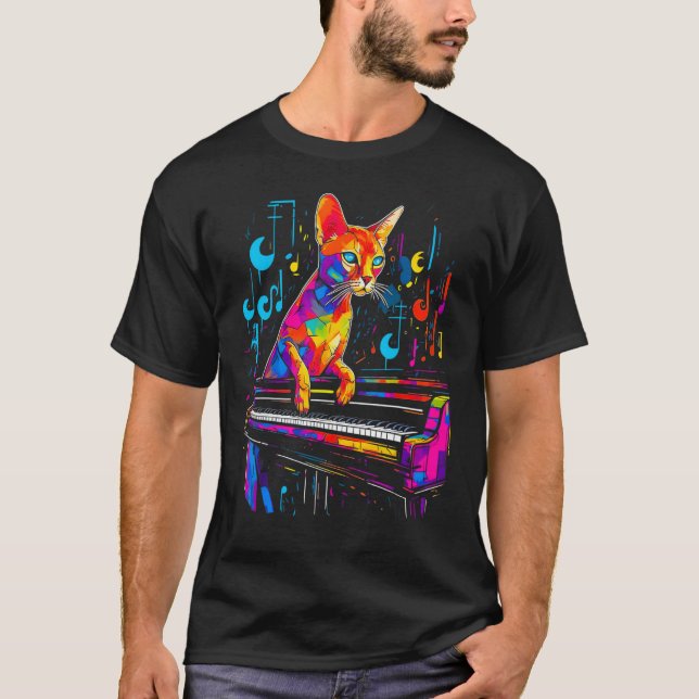 T-shirt Abyssinian Cat Piano (Devant)