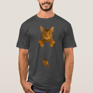 T-shirt Abyssinian Cat Pocket Funny Gifts Cat Mom Cat Dad 