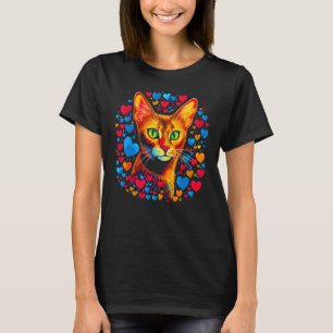 T-shirt Abyssinian Chat Rouge bleu