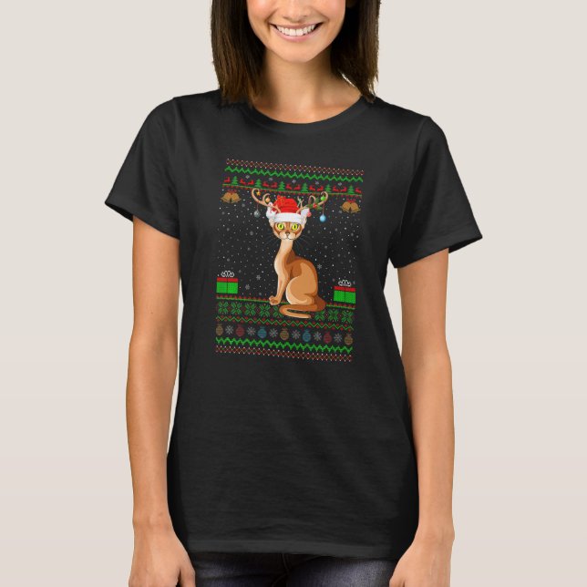 T-shirt Abyssinian Chat Santa Hat Correspondant Vilain Aby (Devant)