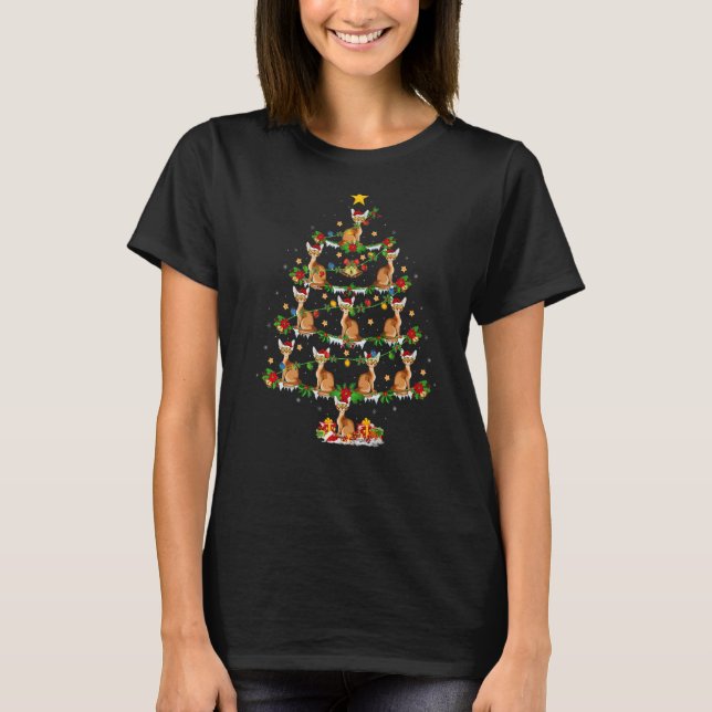 T-shirt Abyssinian Chat Xmas Lights Abyssinian Noël T (Devant)