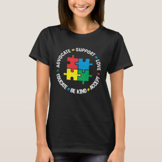 T-shirt Accept Support Advocate Educate Autistic Autism Aw