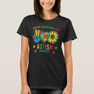 T-shirt Accept Understand Love Sunflower Everybody Autism 
