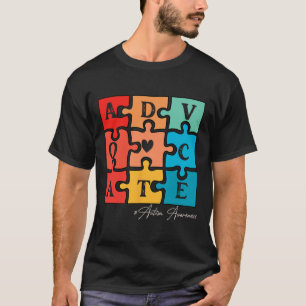 T-shirt Accepter Adapt Advocate Puzzle Pièce Retro Autism