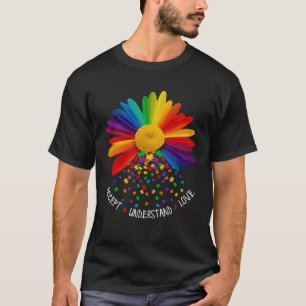 T-shirt Accepter Comprendre Amour Puzzle Marguerite Fleur 