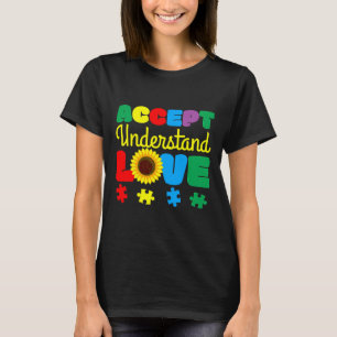 T-shirt Accepter Comprendre Amour Tournesol Puzzle Autism 