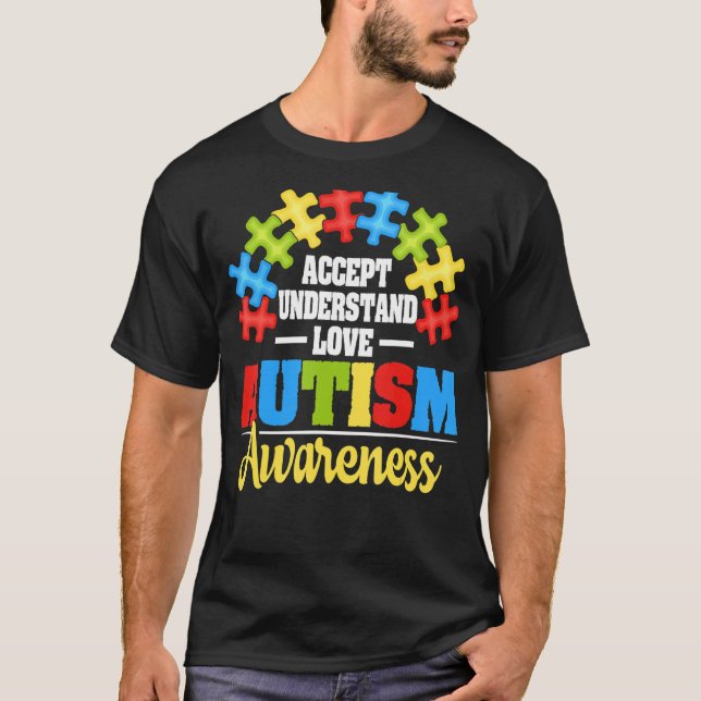 T-shirt Accepter Comprendre la Sensibilisation sur l'autis (Devant)