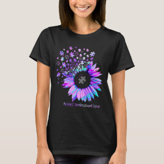 T-shirt Accepter Comprendre l'amour Autisme violet Hologra