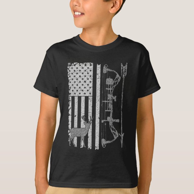 T-shirt Accessoires de drapeau American Deer Hunter Bow Hu (Devant)