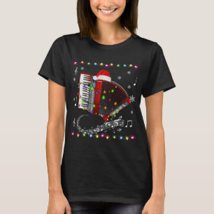 T-shirt Accordéon Instrument Santa Hat Feux de Noël Xm
