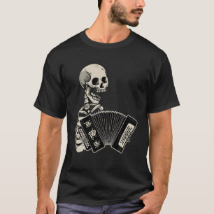T-shirt Accordéon Lecteur Rétro Skull Skeleton Accordionis