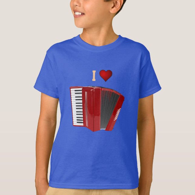 T-shirt Accordion : J'Aime Mon Accordéon Rouge (Devant)