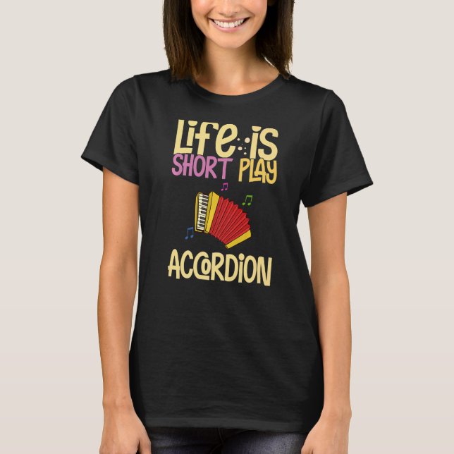 T-shirt Accordion Music Instrument Player Débutant Leçon (Devant)