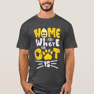 T-shirt Accueil C'Est Là Que Le Chat Est Feline Love Citat