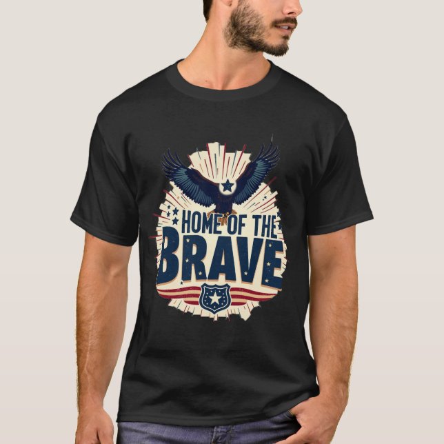 T-shirt Accueil du Brave Aigle Patriotique & Bouclier (Devant)