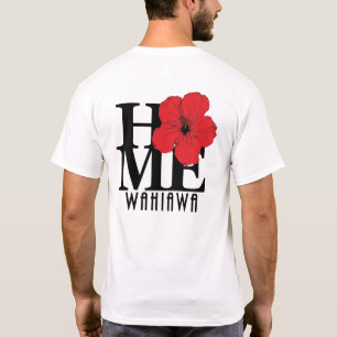 T-shirt ACCUEIL Hibiscus rouge de Wahiawa Hawaii (imprimé