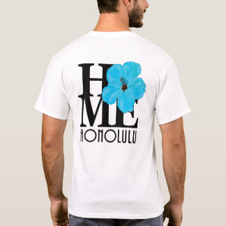 T-shirt ACCUEIL Honolulu Hawaii Blue Hibisccus (en arrière