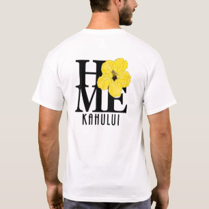 T-shirt ACCUEIL Kahului Hibiscus jaune (impression au vers
