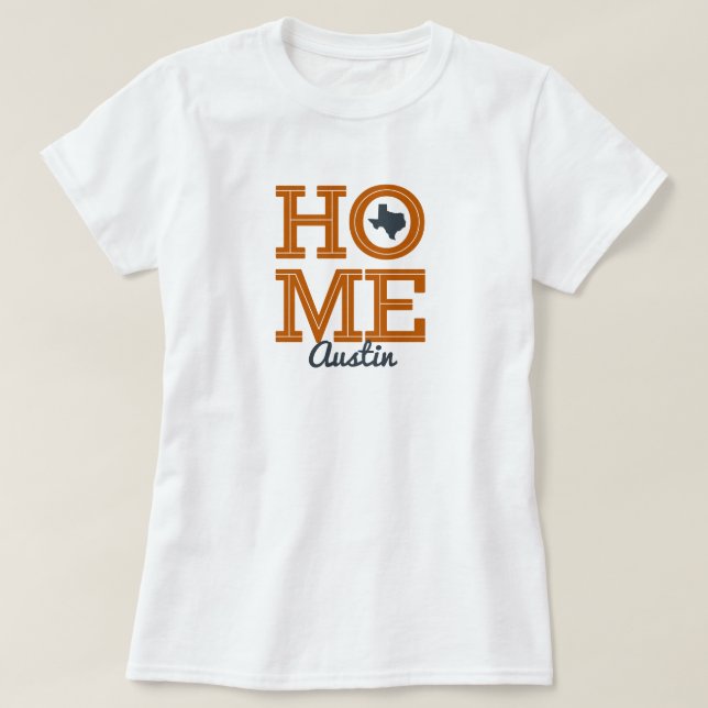 T-shirt ACCUEIL - Lettres en gras & Forme texane Brûlé Ora (Design devant)