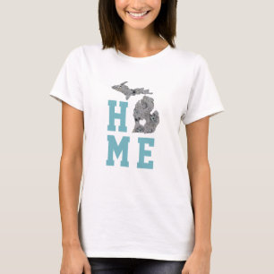 T-shirt Accueil Michigan Grey Blue Poppies