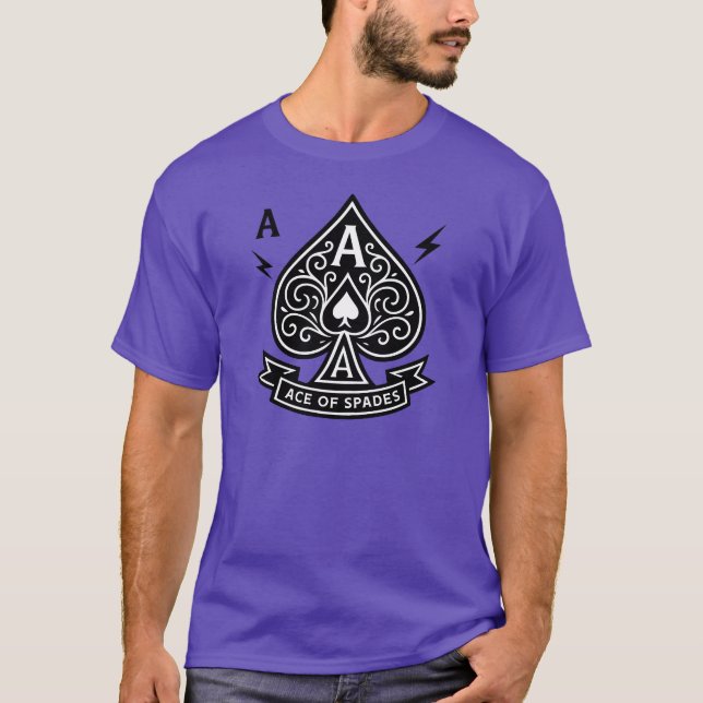 T-shirt Ace stylisée de pique — Emblème vectoriel Art déco (Devant)