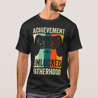 T-shirt Achievement Unlocked Fatherhood Dad Announcement G