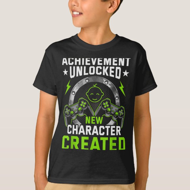 T-shirt Achievement Unlocked New Character D Video Gamer  (Devant)