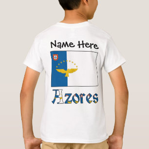T-shirt Açores et drapeau açoréen avec votre nom
