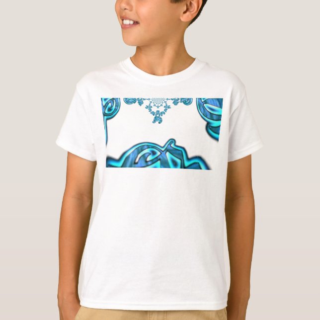 T-shirt Action Cyan Turquoise Graffiti Abstrait Imprimer (Devant)