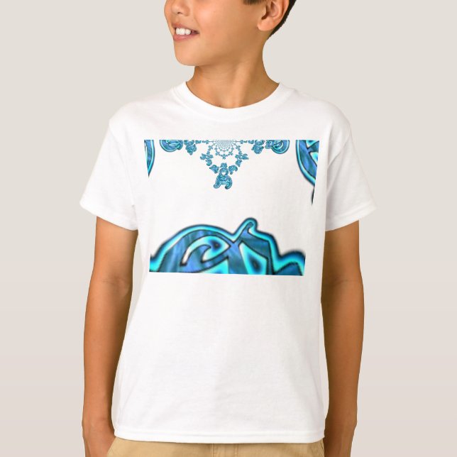 T-shirt Action Cyan Turquoise Graffiti Abstrait Imprimer (Devant)
