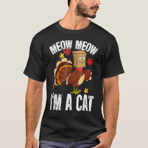 T-shirt Action de grâce Dinde Cool Fausse Chat Pour Femmes